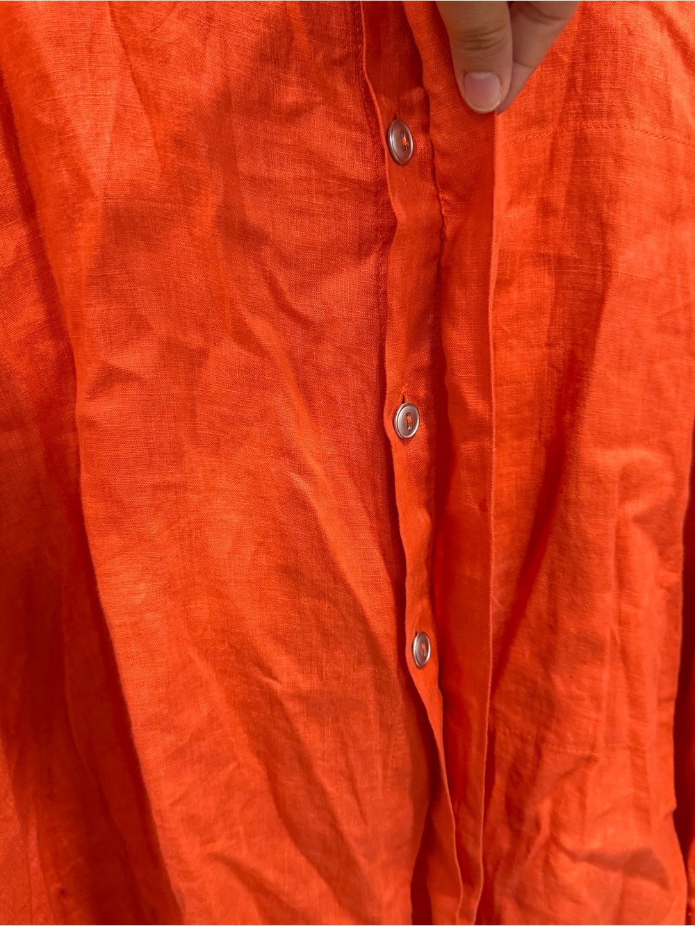 Planet by Lauren G Linen Handkerchief Blouse Buttondown Orange One Size - Picture 9 of 9